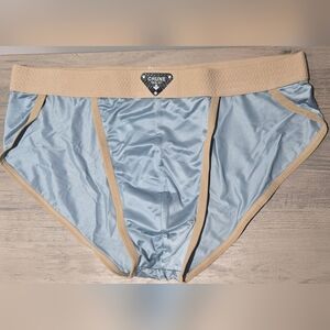 Men's Blue and Tan Satin Bikini